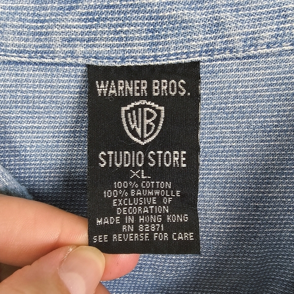 Vintage 1997 Warner Bros Studio Store Looney Tunes Embroidered Denim Shirt XL - Picture 3 of 10